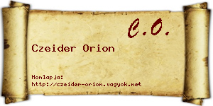 Czeider Orion névjegykártya